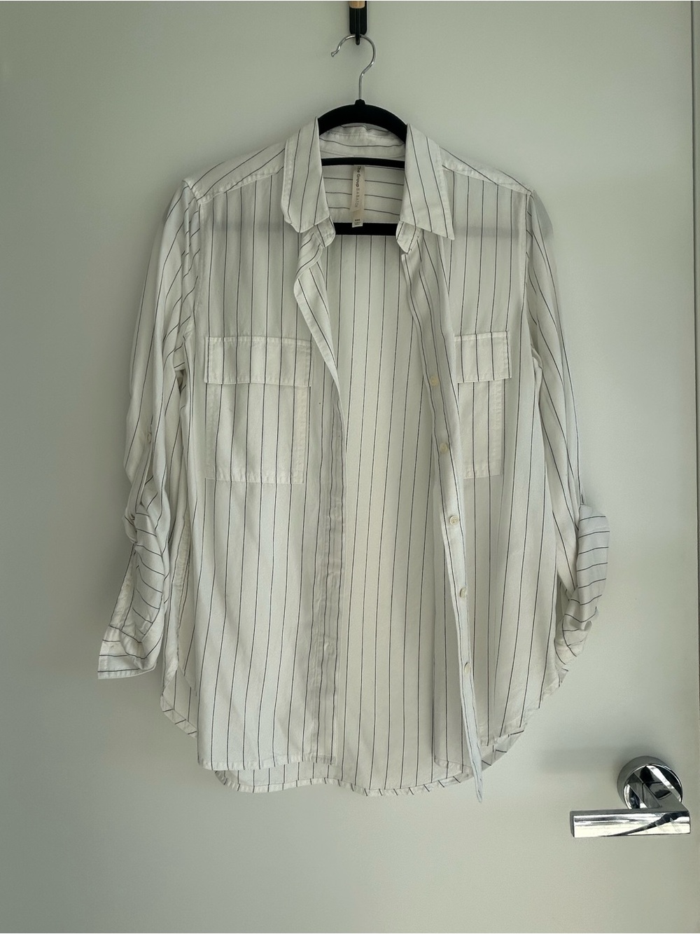 Babaton White Pinstripe Lightweight Shirt Jacket